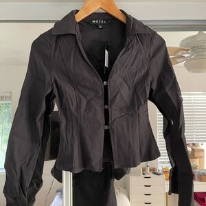 Motel Black Long Sleeve Top